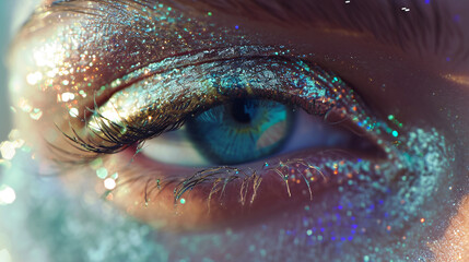 Close up of colorful human eye. 