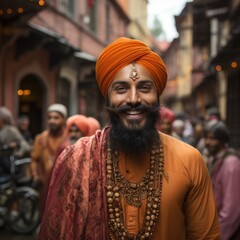 Obraz premium A photo of man in road hindu man or indian man concept Generative AI