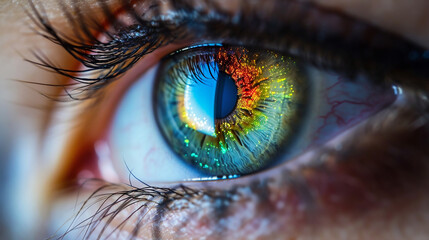 Close up of colorful human eye. 