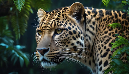 Majestic Leopard in the Lush Forest. Nature. Wildlife scenery. 