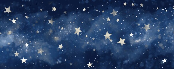 Navy magic starry night. Seamless vector pattern with stars texture marble