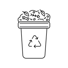 Compost barrel color line icon. Composting. Vector isolated element.