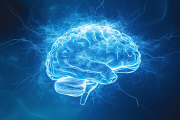 blue brain concept, AI generated - obrazy, fototapety, plakaty