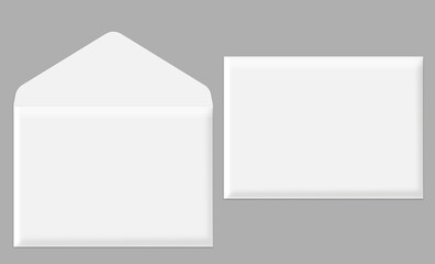 back of envelopes realistic vector white letter  over gray background