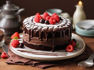 chocolate cake with strawberries