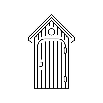 Compost toilet color line icon. Composting. Vector isolated element.