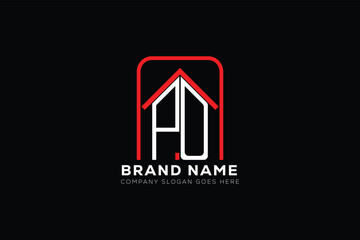 PO letter creative real estate vector logo design . PO creative initials letter logo concept. PO house sheap logo
