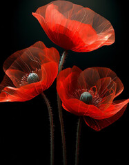 Czerwone maki, tło dekoracja, karta, generative ai