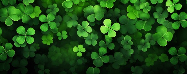 Saint Patrick's Day background made of vivid shamrocks with empty copy space Generative Ai