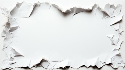 Close-up of Ripped White Paper with Copyspace, Abstract Torn Paper Background for Creative Designs and Concepts.
