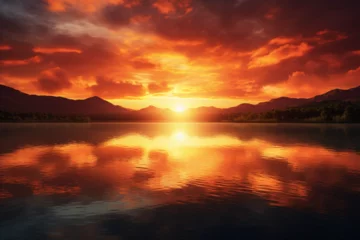Foto op Canvas sunset on the lake © Malik