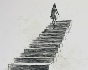 businesswomen ascending stairs - ai-generiert