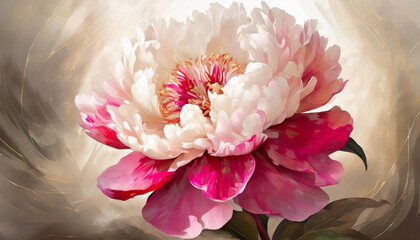 Piękny kwiat różowej Piwonii, tapeta, dekoracja. Generative AI - obrazy, fototapety, plakaty