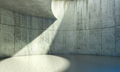 modern minimalist interior in empty concrete. 3d render