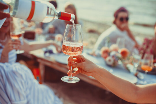 Delicious food and flowers for outdoor summer picnic