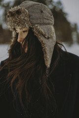 portrait of a stylish woman in winter hat