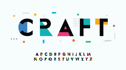 Craft Modern abstract digital alphabet font. Minimal technology typography, Creative urban sport fashion futuristic font and with numbers. vector illustration