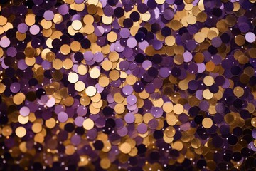 A captivating image featuring a lively assortment of circles in purple and gold colors, gold and...