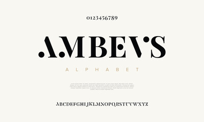 Ambevs Modern minimal abstract alphabet fonts. Typography technology, electronic, movie, digital, music, future, logo creative font. vector illustration