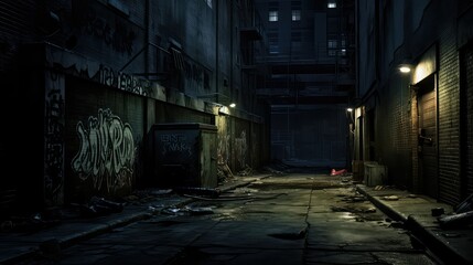 alley dark urban background illustration night concrete, gritty noir, underground mysterious alley dark urban background