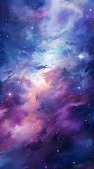 Enigmatic Cosmic Sky with Nebulae and Stars, Vibrant Space Illustration, Perfect for Science Fiction Themes