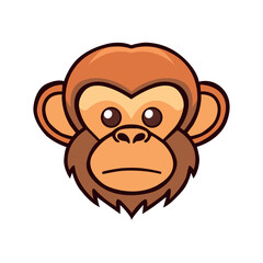 Monkey face cartoon style logo symbol. Ape head. Simple design. Good for print on demand, mascot, or as a logo