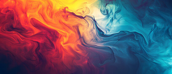 A vibrant swirl of acrylic paint dances across the canvas, creating a mesmerizing display of abstract modern art in the form of a colorful smoke rising into the sky
