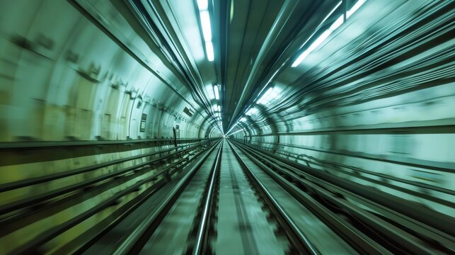 A seamlessly looping HD timelapse clip showing the view from the front of an underground train as it hurtles through tunnels and stations. © Emil