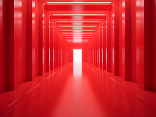 3D rendering studio bright red corridor