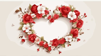 Flowers heart valentine. Illustration. Generative AI