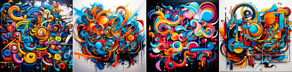 Obraz premium Express your creativity with abstract graffiti. Create unique and visually stunning designs. Enliven walls, buildings and public spaces with vibrant colors and shapes.