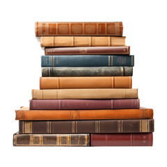 Stack of old books isolated on transparent and white background. Generative ai