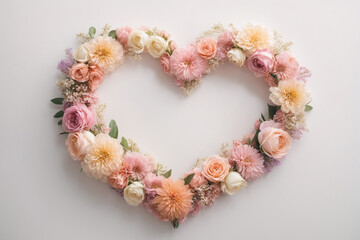 heart shaped wreath of flowers