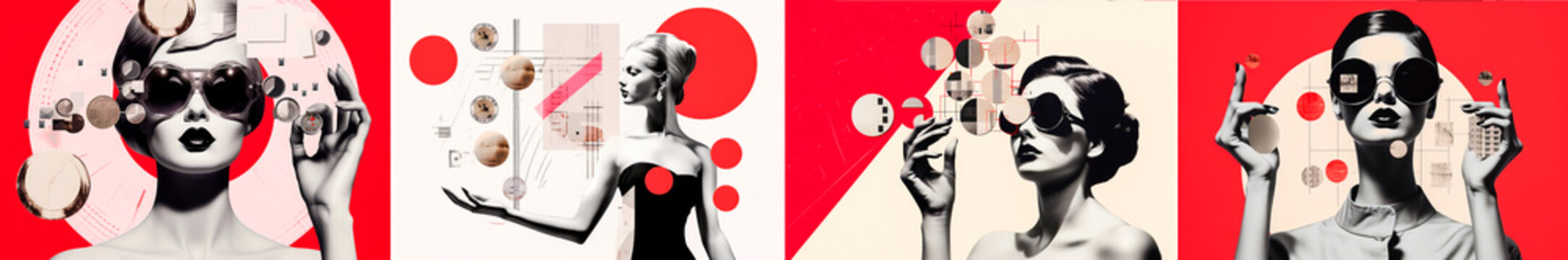 A unique combination of retro and futuristic aesthetics. The cut collage creates a visually striking design The white background adds a clean, modern feel Travel back to the nostalgic era of the 1950s