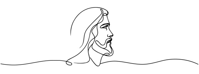 continuous line Jesus christ. one line drawing Lord jesus is full of love - obrazy, fototapety, plakaty