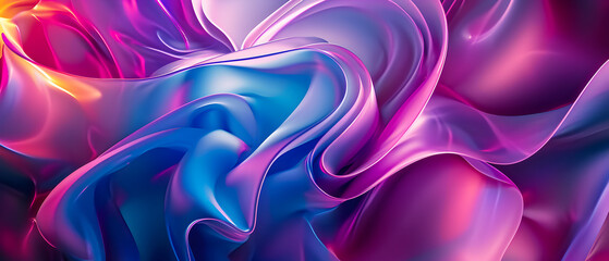 Vibrant hues of lilac, purple, and magenta dance in an abstract display of fractal art, evoking a sense of mesmerizing colorfulness in this close-up fabric shot