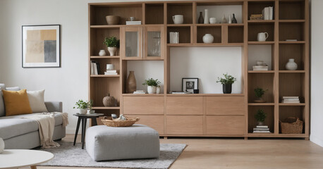Fototapeta na wymiar Stylish and cozy apartment interior with a minimalist design.