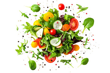 fFresh Salad in Motion Isolated on a Transparent Background
