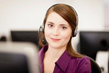 Colleagues working in a call center with a very friendly atmosphere. Munich, Germany