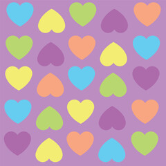Hearts on purple background, pattern of hearts for design and postcards, covers, packaging, wrapping paper. heart drawing