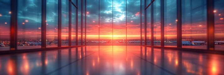 Naklejka premium Airport building, international terminal, blurred background