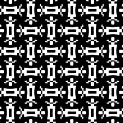 Abstract black figures on a whire background. Seamless texture for fashion, textile design,  on wall paper, wrapping paper, fabrics and home decor. Simple repeat pattern.