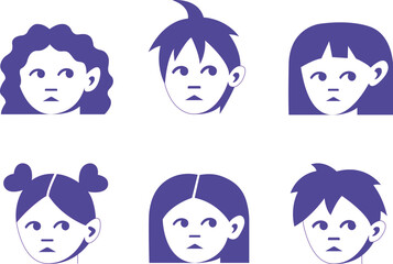 Vector simple characters heads. Cartoon heads set.