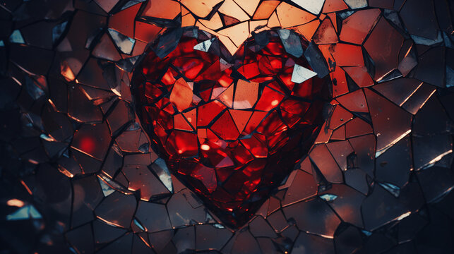 heart in the dark glass broken , Generate AI