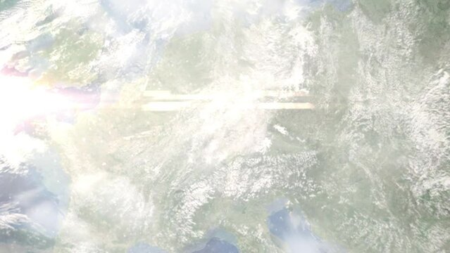 Zoom in from space and focus on Ohringen, Germany. 3D Animation. Background for travel intro. Elements of this image furnished by NASA.