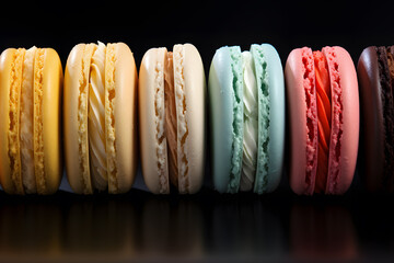 a row of colorful macaroons - Powered by Adobe