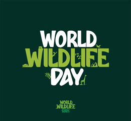 Hand drawn world wildlife day text creative typography