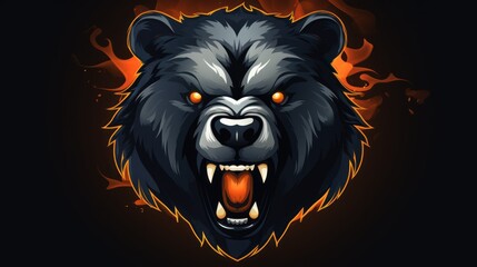 Bear head mascot logo background AI generated image