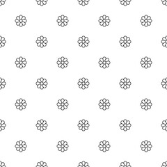 Small black contour linear flowers isolated on a white background. Cute floral monochrome seamless pattern. Vector simple flat graphic illustration. Texture.