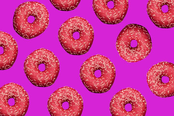 seamless pattern with pink donuts